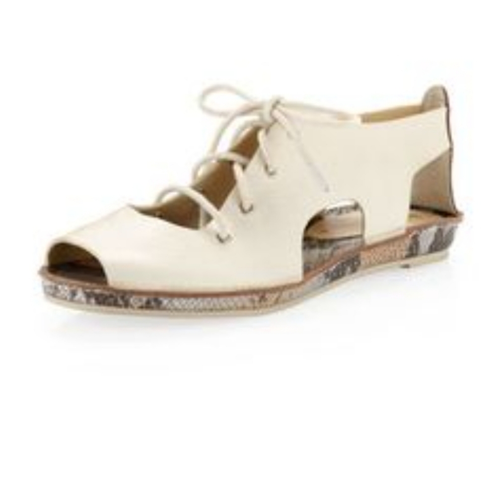 Luxury Rebel lace up sandal in ivory Size 37.5 or 7.5